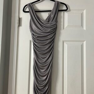 Express silver sparkly midi length cocktail dress